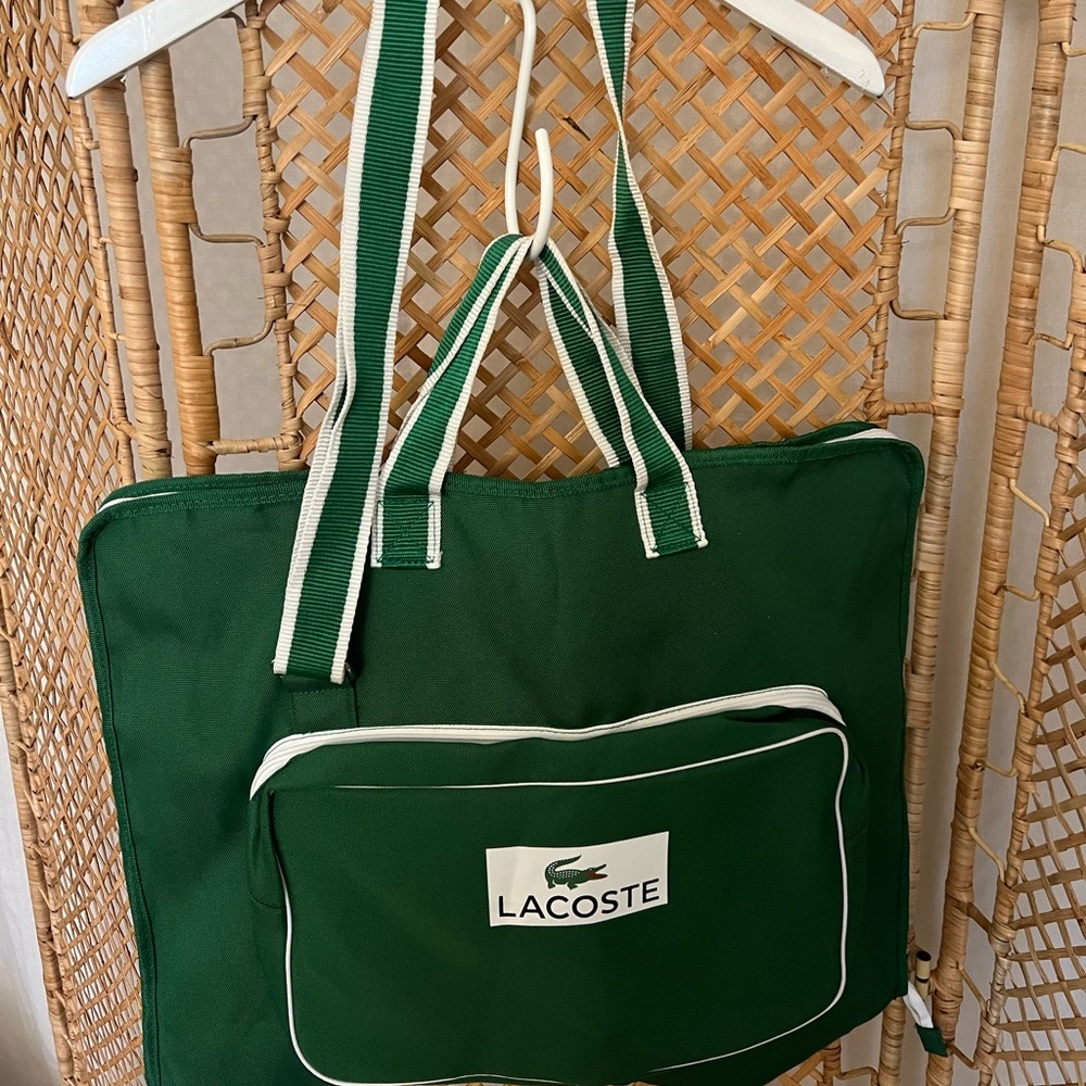 Lacoste Travel Garment Zippered & carry weekender bag travel luggage - Picture 2 of 12